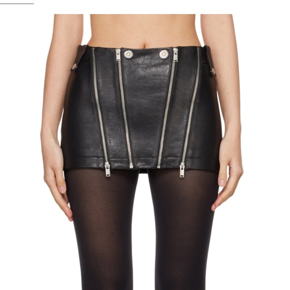 DION LEE BLACK LEATHER MINI SKIRT